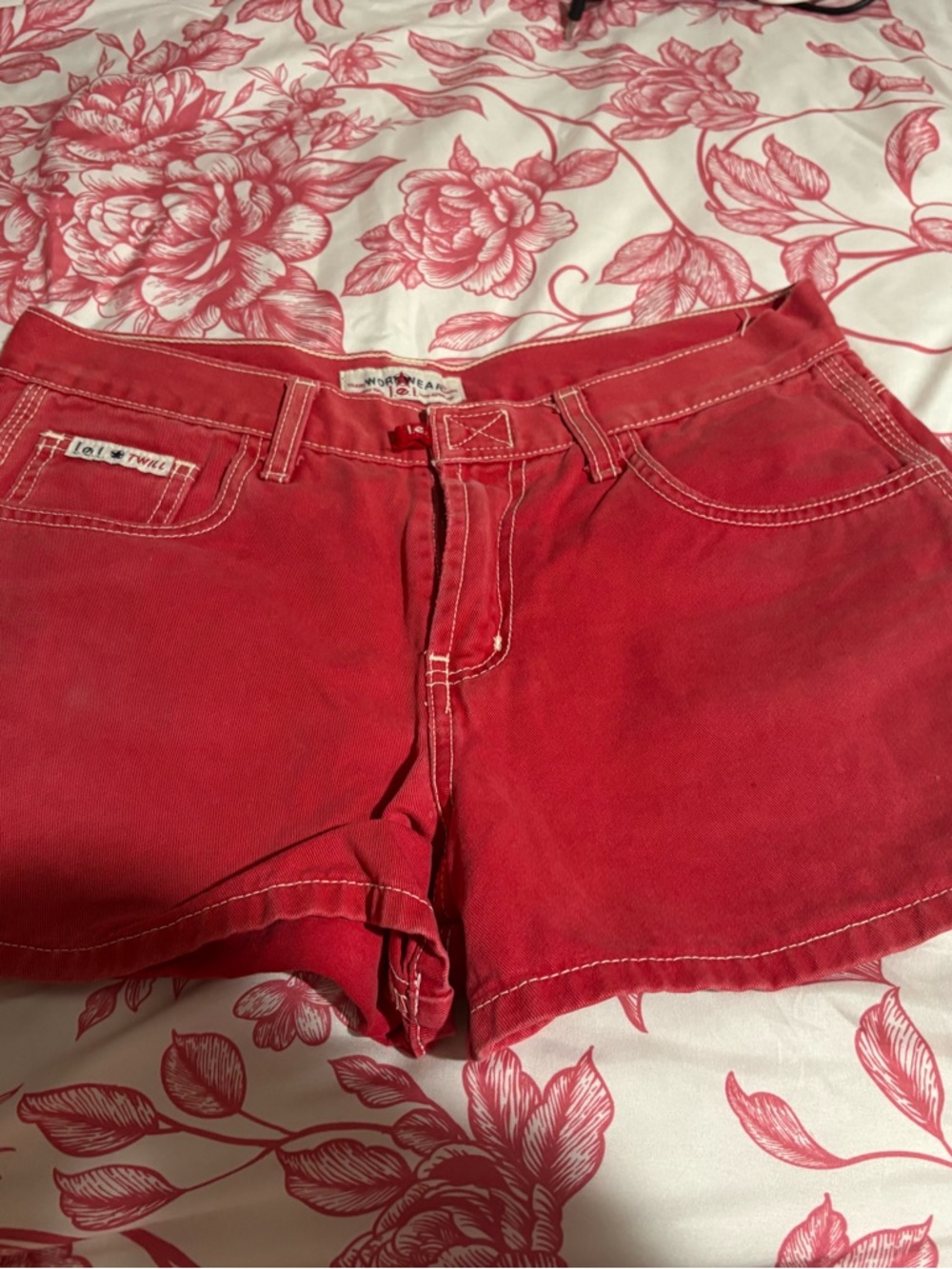 lei Red Denim Jean Shorts